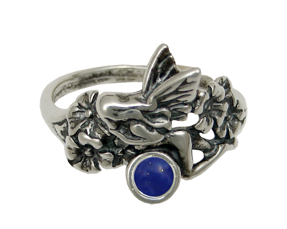 Sterling Silver Garden Fairy Ring With Lapis Lazuli Size 5